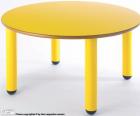 Τραπέζι στρογγυλό και κίτρινο